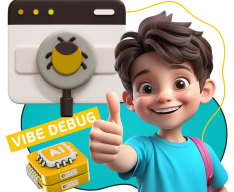 Тестирование & Vibe Debug. Охотники за багами - КИБЕРшкола программирования для детей, компьютерные курсы для школьников, начинающих и подростков - KIBERone г. Раменское 